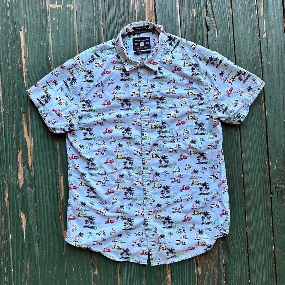 Cactus man medium baby blue Men's short sleeve button down